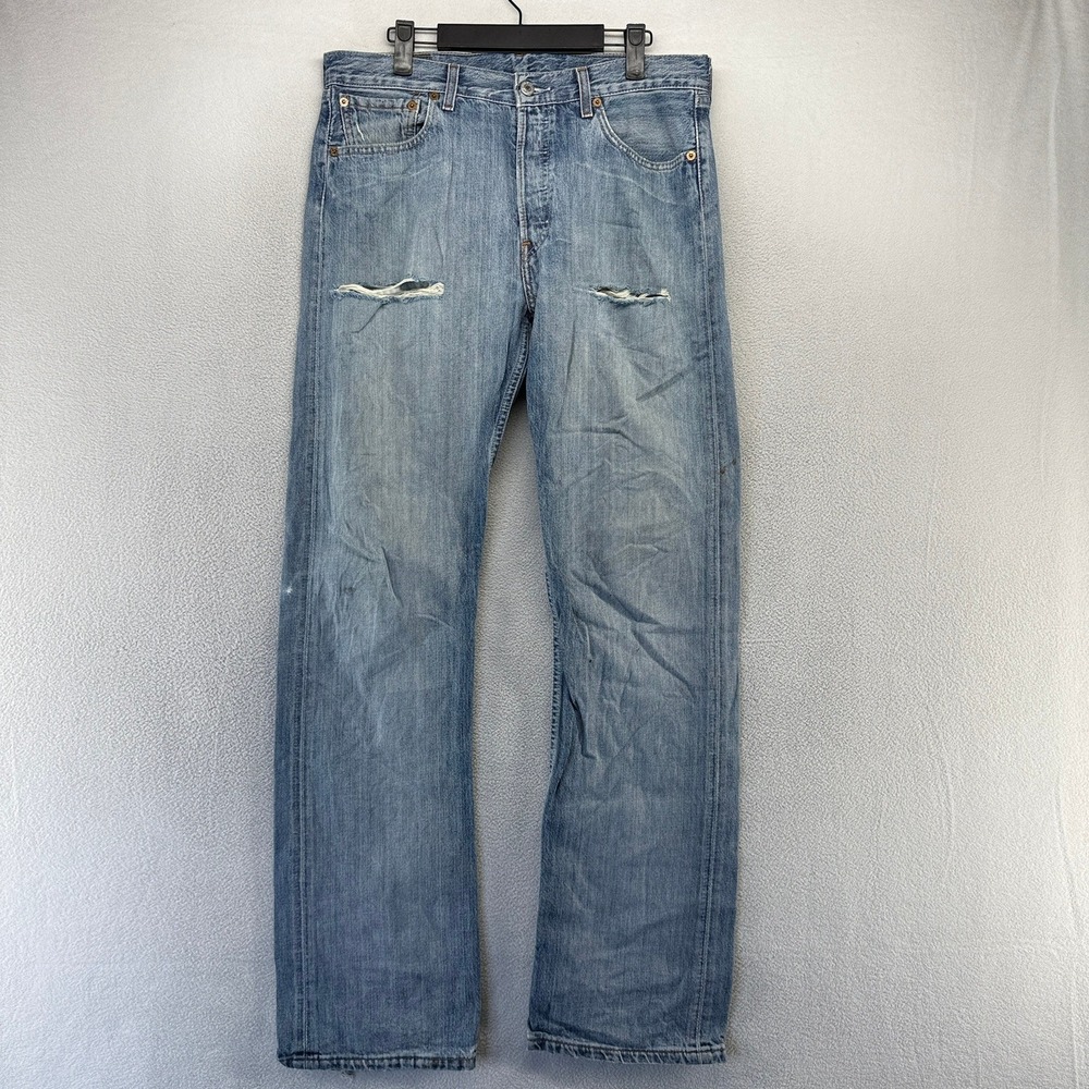 Vintage Levis Jeans Mens 33x34 Blue 501xx Straight Leg Distressed Denim y2k